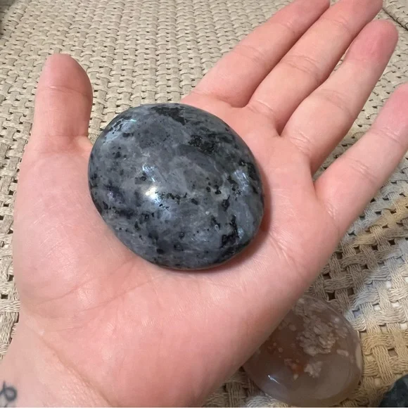 Polished Crystal Palm Stone & Sphere Collection Bundle Set Larvakite Labradorite - Picture 3 of 8